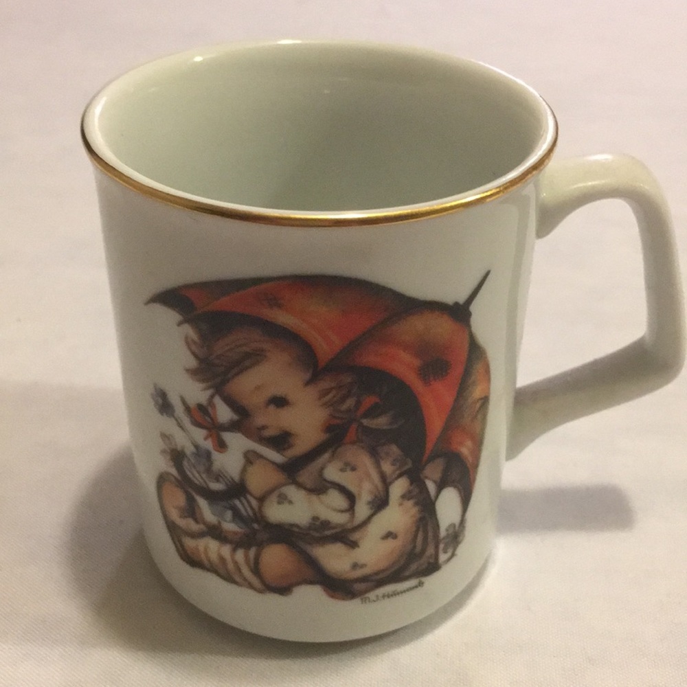 M J Hummel Umbrella Girl German porcelain Cup NEW